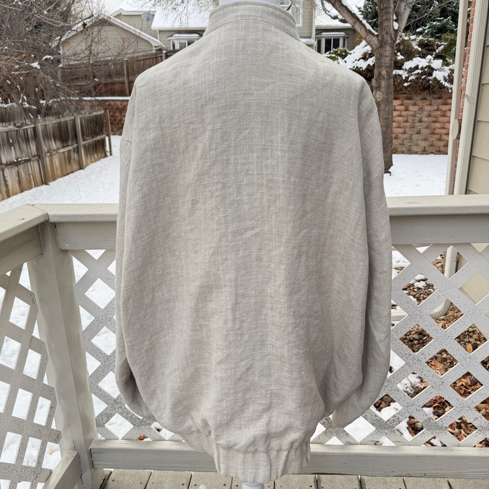 ZARA Linen Blend Bomber Jacket w/ Pockets Light Beige S/M Oversized Bloggers Fav - Picture 4 of 14